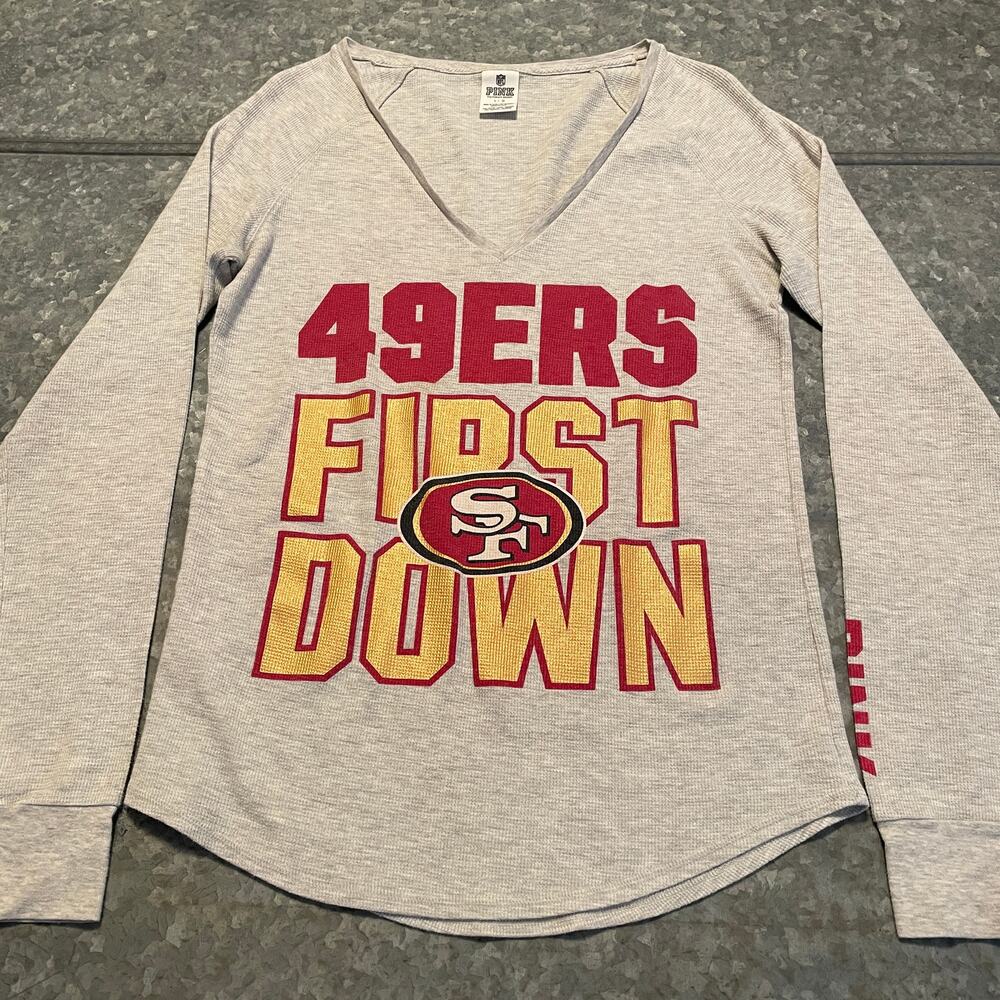 San Francisco 49ers First Down Pink Victorias Secret Thermal Long Sleeve Shirt L